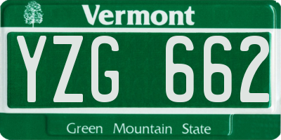 VT license plate YZG662
