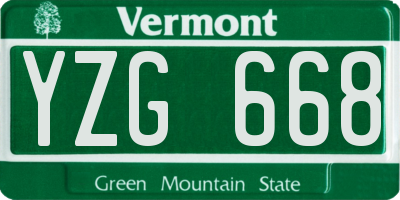VT license plate YZG668