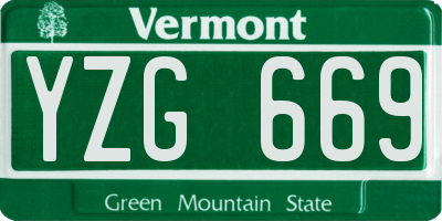 VT license plate YZG669