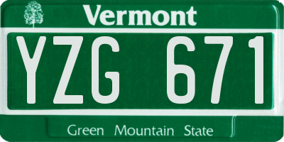 VT license plate YZG671