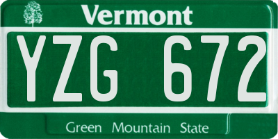 VT license plate YZG672