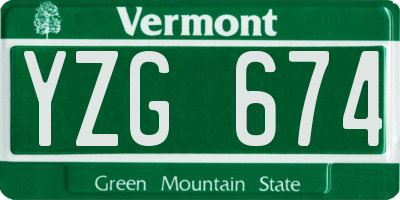 VT license plate YZG674