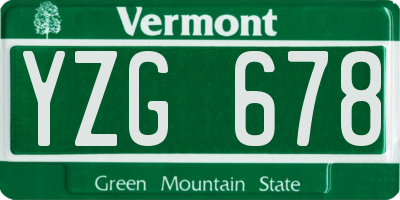 VT license plate YZG678