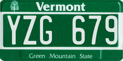 VT license plate YZG679