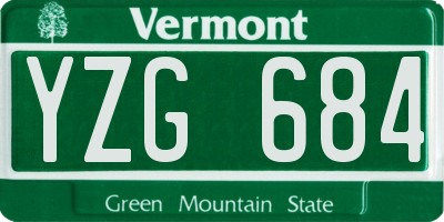 VT license plate YZG684