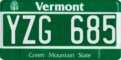 VT license plate YZG685