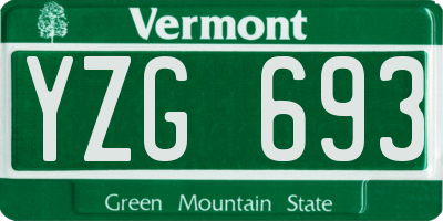 VT license plate YZG693