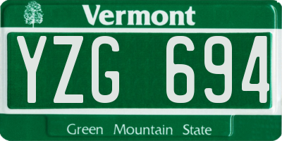 VT license plate YZG694