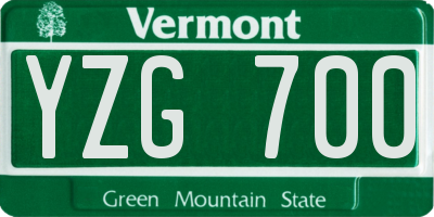VT license plate YZG700