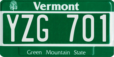 VT license plate YZG701