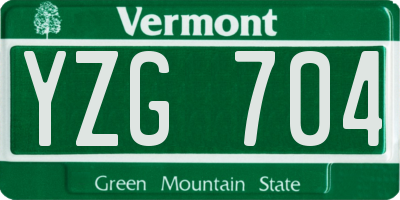 VT license plate YZG704