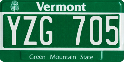 VT license plate YZG705
