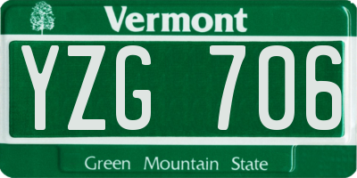 VT license plate YZG706