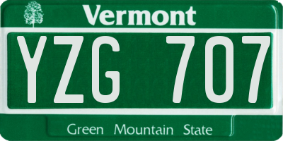 VT license plate YZG707