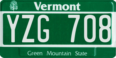 VT license plate YZG708