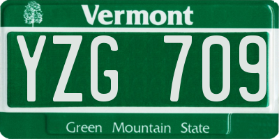 VT license plate YZG709