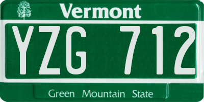 VT license plate YZG712