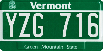 VT license plate YZG716