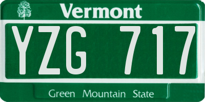 VT license plate YZG717