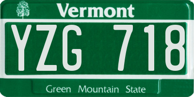 VT license plate YZG718