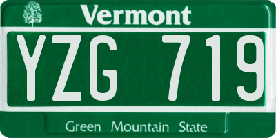 VT license plate YZG719