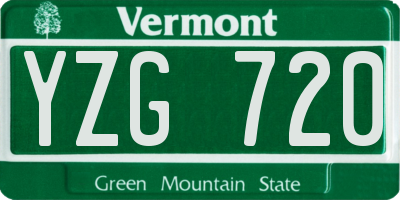 VT license plate YZG720