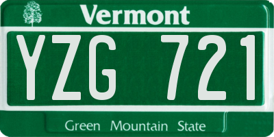 VT license plate YZG721