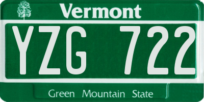 VT license plate YZG722