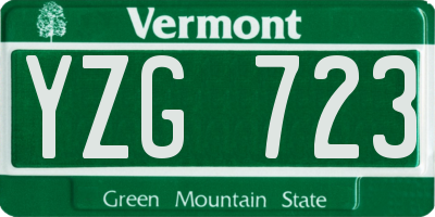 VT license plate YZG723