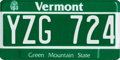 VT license plate YZG724