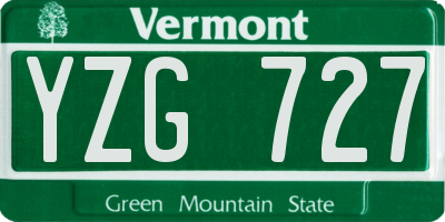 VT license plate YZG727