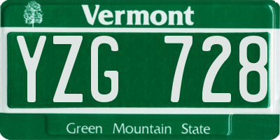 VT license plate YZG728