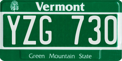 VT license plate YZG730