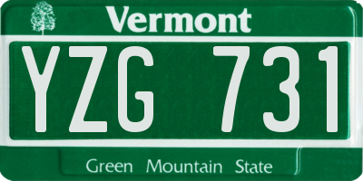 VT license plate YZG731