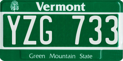 VT license plate YZG733