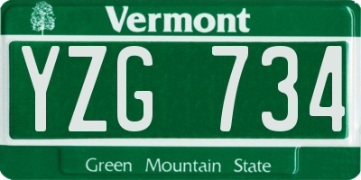 VT license plate YZG734