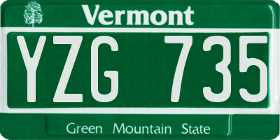VT license plate YZG735