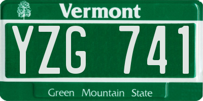 VT license plate YZG741