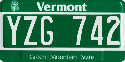 VT license plate YZG742