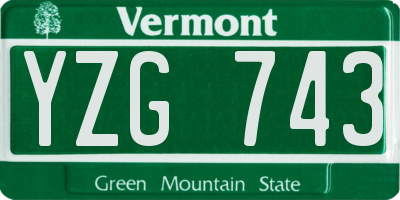 VT license plate YZG743