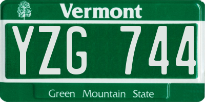 VT license plate YZG744