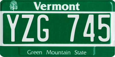 VT license plate YZG745