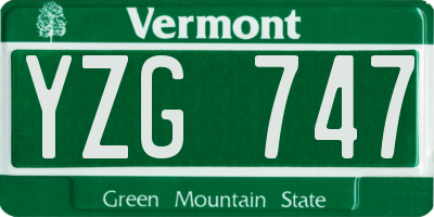 VT license plate YZG747