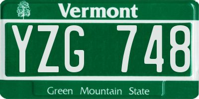 VT license plate YZG748