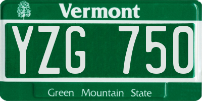 VT license plate YZG750