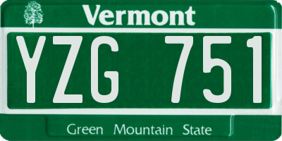 VT license plate YZG751