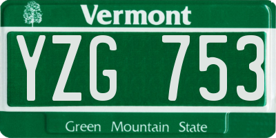 VT license plate YZG753