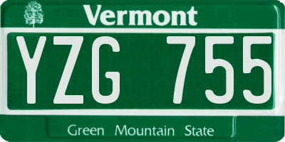 VT license plate YZG755
