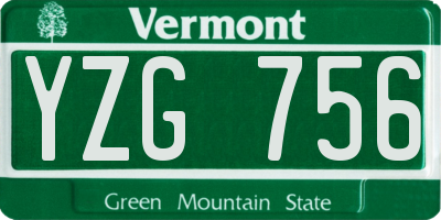 VT license plate YZG756