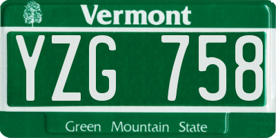 VT license plate YZG758
